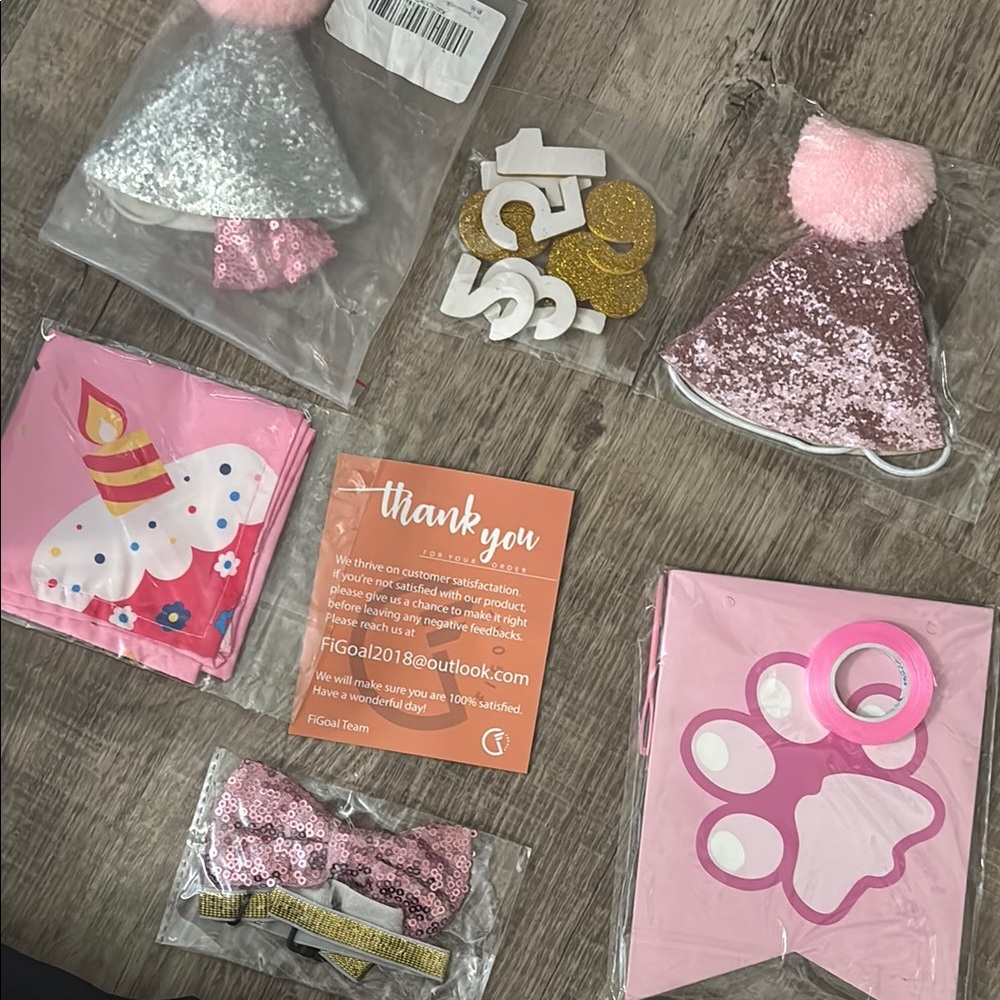 Pink and Silver Puppy Dog Party Supplies Set